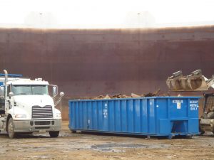 Scrap Metal Container and truck on job site - Scrap Metal for sale Services